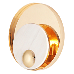 Бра с круглым плафоном из белого мрамора и золотистым металлическим обрамлением  Ginger & Jagger варинант исполнения - 1 | Loft Concept в Омске