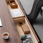 Кофейный стол из массива дерева с выдвижными ящиками Coffee Walnut Table варинант исполнения - 7 | Loft Concept в Омске