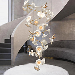 Люстра каскадная из белых цветов каллы и птичек Refined Taste of Light варинант исполнения - 4 | Loft Concept в Омске