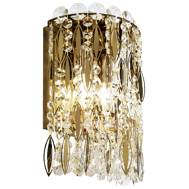 Бра с металлическими и хрустальными подвесками Bonnay Crystal Wall Lamp Прозрачное Стекло Золотой Бра с металлическими и хрустальными подвесками Bonnay Crystal Wall Lamp Прозрачное Стекло Золотой в Омске | Loft Concept