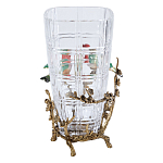 Ваза стеклянная прозрачная с бронзовым основанием в виде ветвей и фарфоровыми птичками Eden Garden варинант исполнения - 2 | Loft Concept в Омске