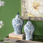 Ваза с крышкой и голубым цветочным рисунком на белом фоне Blue & White Ornament варинант исполнения - 6 | Loft Concept в Омске