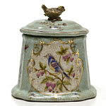 Шкатулка голубого цвета с рисунком и состаренным эффектом Eden Garden варинант исполнения - 1 | Loft Concept в Омске