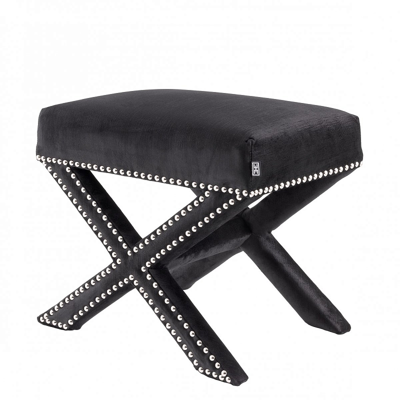 Оттоманка Eichholtz Stool Perugia Black Черный Никель в Омске | Loft Concept 