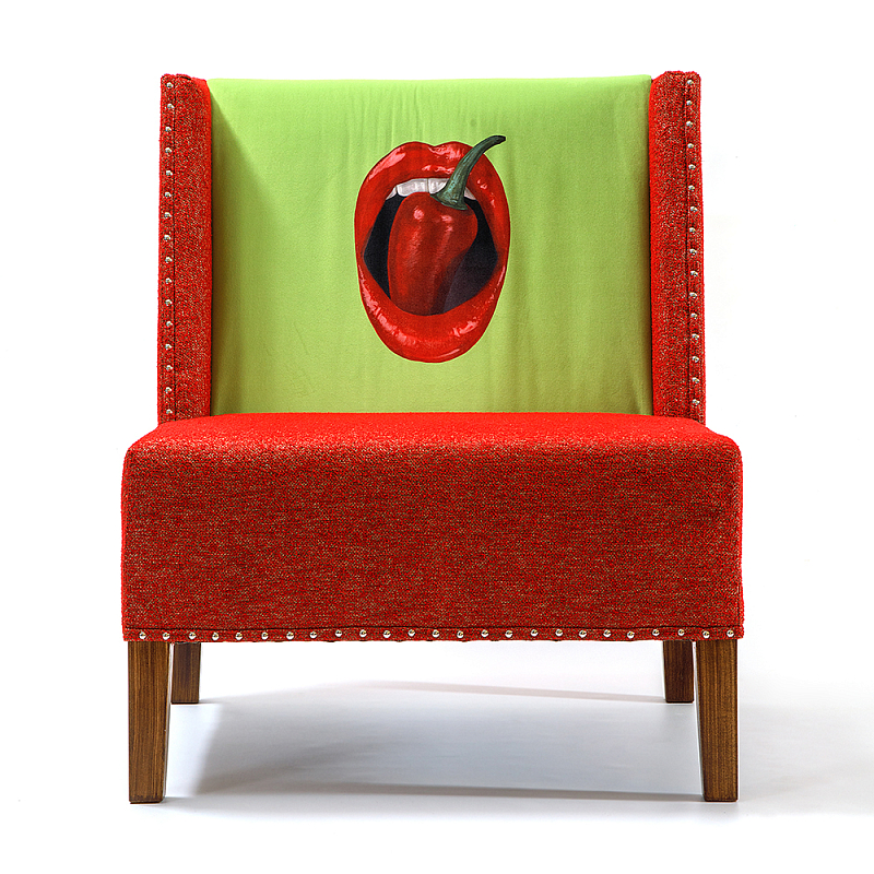 FUN Armchair "Chili Pepper" Red Дизайнерское кресло с цветным принтом Красный Зеленый в Омске | Loft Concept 