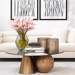 Дизайнерский журнальный стол с круглой столешницей на 3-х геометрических ножках Lehumod варинант исполнения - 4 | Loft Concept в Омске