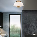 Подвесной светильник золотого цвета с полусферическим опаловым плафоном и декоративным элементом Elstead Lighting варинант исполнения - 9 | Loft Concept в Омске