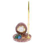 Часы настольные с шариковой металлической ручкой из натурального камня Stone Clock варинант исполнения - 4 | Loft Concept в Омске