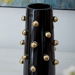 Ваза черная цилиндрическая с глянцевым покрытием и золотыми декоративными элементами Molecule Collection варинант исполнения - 2 | Loft Concept в Омске