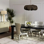 Круглая люстра волнистой формы с декором из круглых деревянных бусин коричневая Brown Wooden Beads Chandelier варинант исполнения - 4 | Loft Concept в Омске