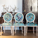 Стул из массива бука с изображением птиц и цветов Turquoise Beige Chinoiserie Garden Chair варинант исполнения - 7 | Loft Concept в Омске
