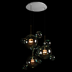 Люстра подвесная с прозрачными бирюзовыми стеклянными шарами и круглым основанием 3 лампы Giopato & Coombes варинант исполнения - 4 | Loft Concept в Омске