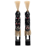 Комплект из 2-х деревянных статуэток Asmat Straw Headdress Statuettes Black Turquoise варинант исполнения - 5 | Loft Concept в Омске