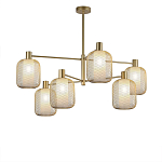Люстра потолочная с абажурами из металлической сетки Loft Grid Pendant Gold варинант исполнения - 1 | Loft Concept в Омске