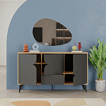 Комод цвета древесины с 3-мя дверцами и выдвижным ящиком темно-серого цвета SPARK CONSOLE OAK ANTHRACITE варинант исполнения - 2 | Loft Concept в Омске