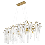 Люстра подвесная прямоугольная с бронзовыми акцентами и прозрачными стеклянными каплями Droplet Chandelier варинант исполнения - 3 | Loft Concept в Омске