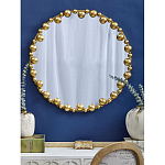 Зеркало круглое в фактурной золотистой раме из металла Mirror Golden Placer варинант исполнения - 3 | Loft Concept в Омске