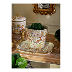 Кашпо с растительным и животным орнаментом на бронзовых ножках Turquoise Blooming Garden варинант исполнения - 6 | Loft Concept в Омске