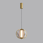 Подвесной светильник с круглым плафоном из искусственного алебастра в бронзовой оправе Marbella варинант исполнения - 4 | Loft Concept в Омске