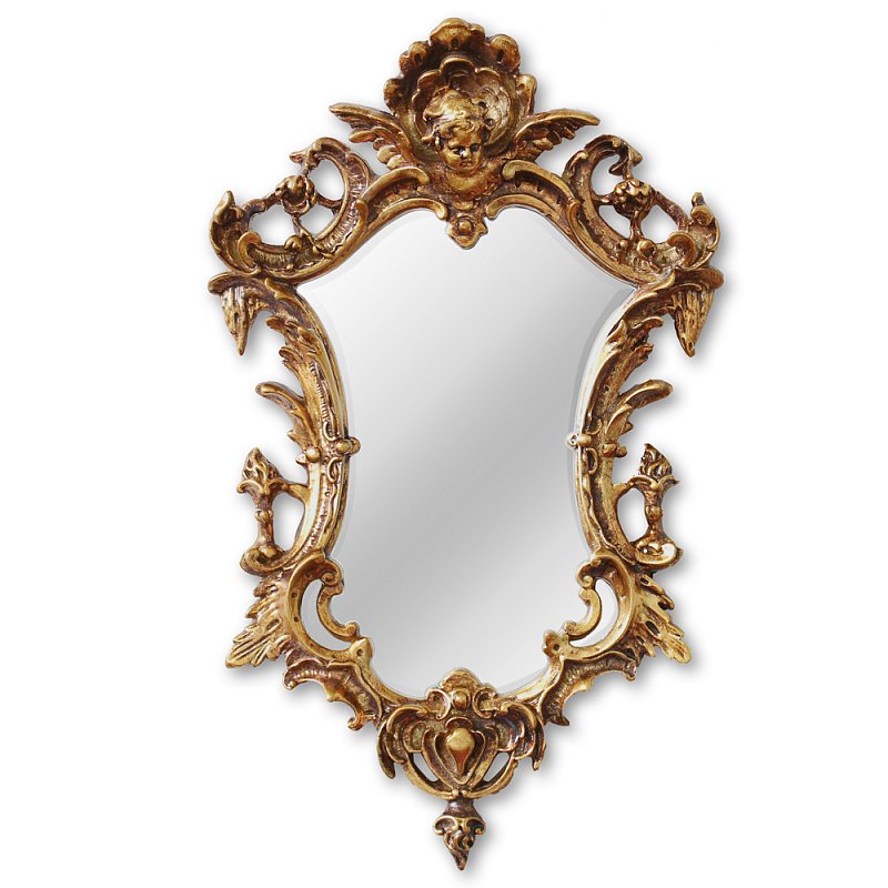 Зеркало настенное в ажурной раме золотого цвета с эффектом старины Classic Ornament Mirror Золотой в Омске | Loft Concept 