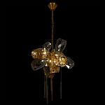 Люстра подвесная со стеклянными плафонами из дымчатого и золотистого с шестью вертикальными подвесками Gilded Mirage  варинант исполнения - 6 | Loft Concept в Омске