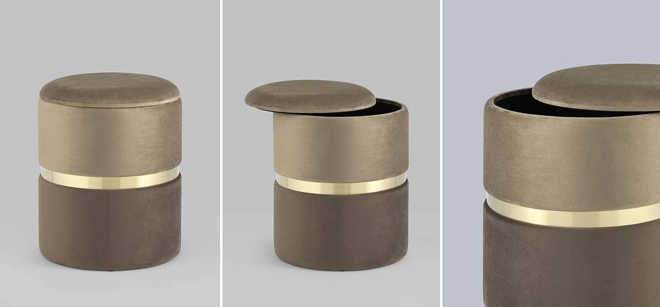 Пуф с ящиком Duo бежевый коричневый Glossy Velor - Loft-Concept в Омске