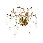 Бра в форме ветвей деревьев золотого цвета с прозрачными подвесками-каплями Droplet Bra варинант исполнения - 3 | Loft Concept в Омске