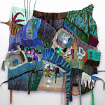 Панно гобелен яркие Пространство-Время TimeSpace Blue варинант исполнения - 1 | Loft Concept в Омске