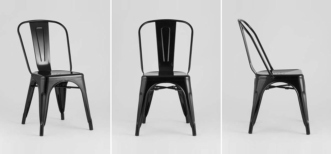 Стул TOLIX Черный Глянцевый Металл Стул TOLIX Черный Глянцевый Металл - Loft-Concept в Омске
