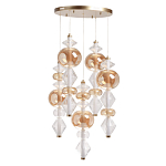 Люстра с плафонами из прозрачного и янтарного стекла в виде шаров и ромбов Gabriel Scott Luna варинант исполнения - 2 | Loft Concept в Омске