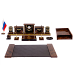 Настольный письменный набор с часами из природного камня обсидиана Royal Set варинант исполнения - 1 | Loft Concept в Омске