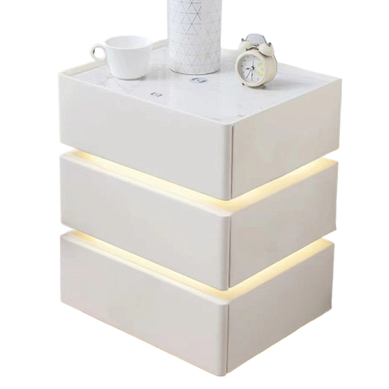 Умная прикроватная тумба с беспроводной зарядкой и подсветкой Smart Bedside Table Белый Умная прикроватная тумба с беспроводной зарядкой и подсветкой Smart Bedside Table Белый в Омске | Loft Concept