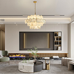 Люстра четырехъярусная с подвесками в форме дисков Cryptocrystalline Stone варинант исполнения - 6 | Loft Concept в Омске