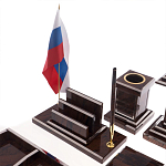 Настольный письменный набор из природного камня обсидиана с декором в виде орла Golden Eagle варинант исполнения - 4 | Loft Concept в Омске