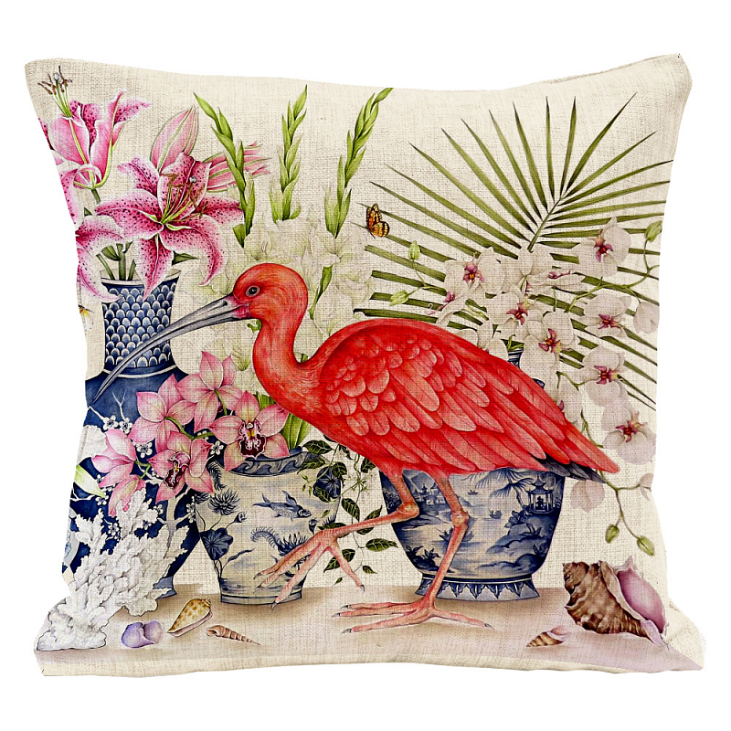 Декоративная подушка Scarlet Ibis Pillow Мульти Бежевый Декоративная подушка Scarlet Ibis Pillow Мульти Бежевый в Омске | Loft Concept