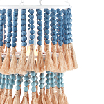 Подвесной светильник двухъярусный с декором из круглых деревянных бусин с кисточками Blue Wooden Beads Chandelier варинант исполнения - 1 | Loft Concept в Омске