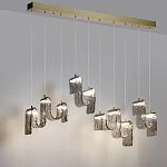 Подвесной светильник линейный с плафонами волнистой формы из фактурного стекла Big Wave варинант исполнения - 4 | Loft Concept в Омске