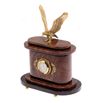 Часы настольные бронзовые из натурального камня Лемезит с декором в виде горного орла Eagle Stone Clock варинант исполнения - 2 | Loft Concept в Омске