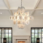 Люстра  с каскадом из круглых декоративных элементов  White Clear Glass Chandelier варинант исполнения - 4 | Loft Concept в Омске