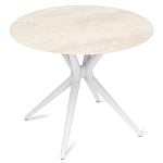 Стол обеденный с круглой столешницей из керамики на четырех белых ножках Sand Ceramics варинант исполнения - 3 | Loft Concept в Омске