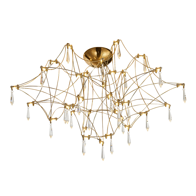 Потолочный светильник с тонкой металлической конструкцией цвета золото Quasar Золотой Прозрачный в Омске | Loft Concept 