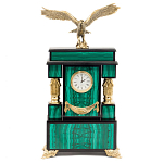 Часы настольные из натурального камня Малахит с декором в виде орла Eagle Stone Clock варинант исполнения - 1 | Loft Concept в Омске