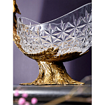 Чаша из прозрачного стекла на бронзовой подставке в виде павлина с рельефным хвостом Eden Garden варинант исполнения - 5 | Loft Concept в Омске