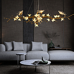 Люстра в виде золотой ветки с цветами и птичками Marvelous Garden варинант исполнения - 3 | Loft Concept в Омске