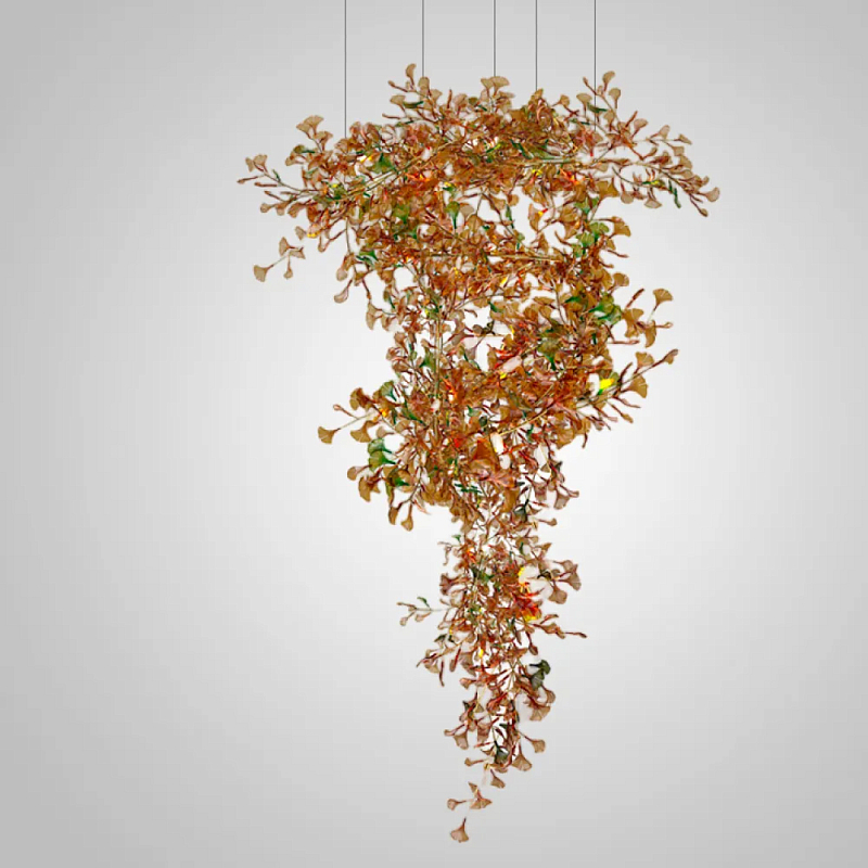 Люстра на ветвистом каркасе с листьями Amber Floral Attraction Янтарный Латунь Люстра на ветвистом каркасе с листьями Amber Floral Attraction Янтарный Латунь в Омске | Loft Concept