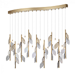 Люстра с золотистыми трубками и прозрачными стеклянными листьями на подвесах Sylva  варинант исполнения - 3 | Loft Concept в Омске