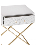 Приставной столик с выдвижным ящиком  White Table Carved Pattern варинант исполнения - 2 | Loft Concept в Омске