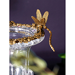 Ваза из прозрачного стекла на бронзовой подставке с ободком и ручками в виде стрекоз Eden Garden варинант исполнения - 3 | Loft Concept в Омске