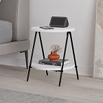 Стол приставной с 2-мя круглыми белыми столешницами ESSEL SIDE TABLE WHITE варинант исполнения - 4 | Loft Concept в Омске