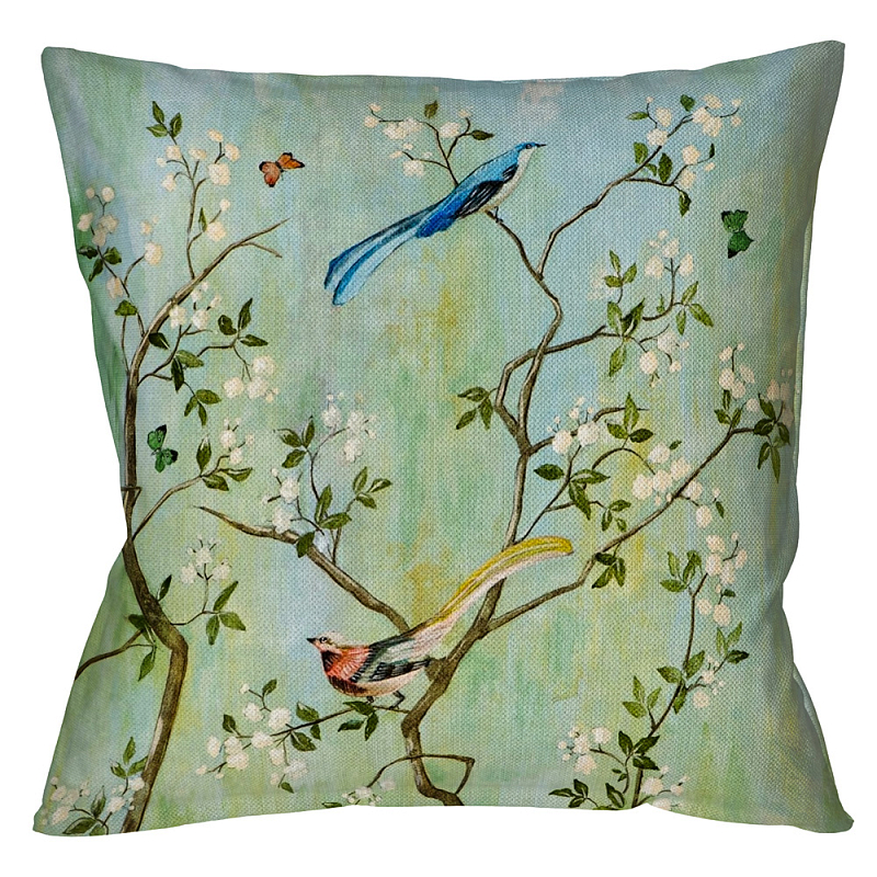 Декоративная подушка Beige and Green Chinoiserie 4 Зеленый шалфей Бежевый Декоративная подушка Beige and Green Chinoiserie 4 Зеленый шалфей Бежевый в Омске | Loft Concept